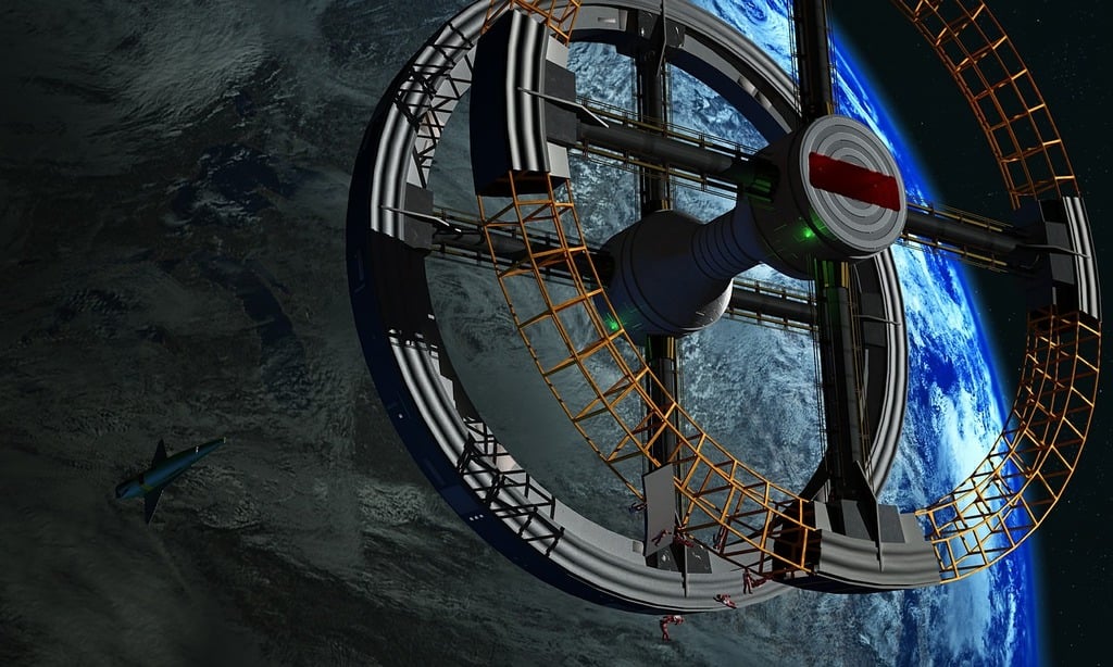 Ironstar Meridian — a crewed orbital platform in high Earth orbit, humanity's gateway to the solar system